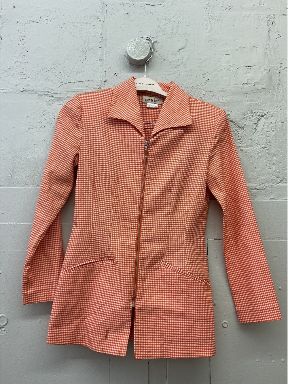 Vintage Houndstooth Zip-Up Blazer
